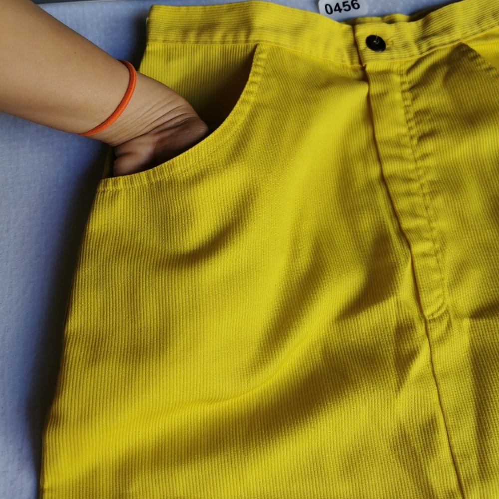 Beeline Women's Midi Skirt, size XS, Bright Yellow, Pencil Skirt w Front Split - Picture 6 of 9